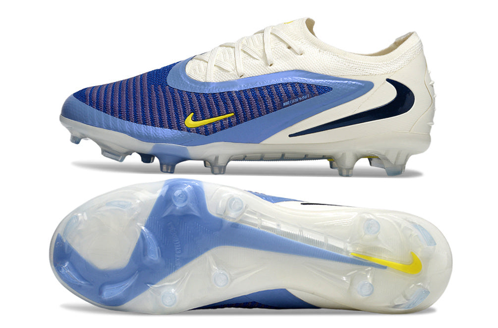 Chuteira Campo NIKE Phantom 6 Elite Low FG Fear Nothing Azul - Branco