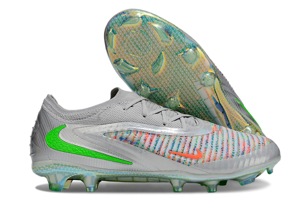 Chuteira Campo NIKE Phantom 6 Elite Low FG EA SPORTS Cinza - Verde