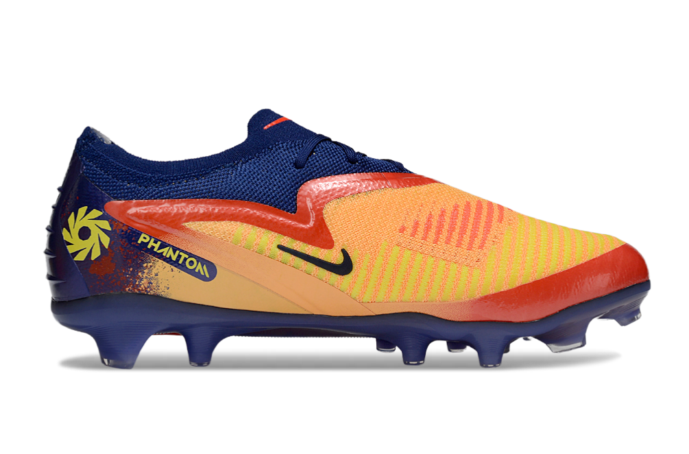 Chuteira Campo NIKE Phantom 6 Elite Low FG Halland Amarelo - Azul