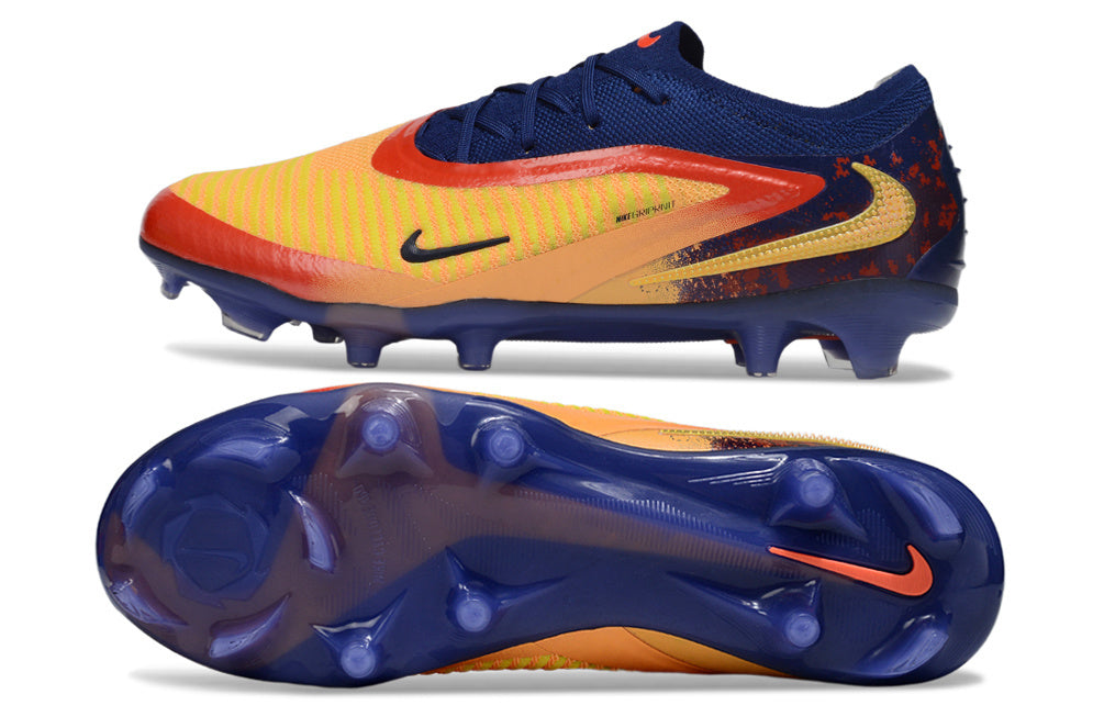 Chuteira Campo NIKE Phantom 6 Elite Low FG Halland Amarelo - Azul
