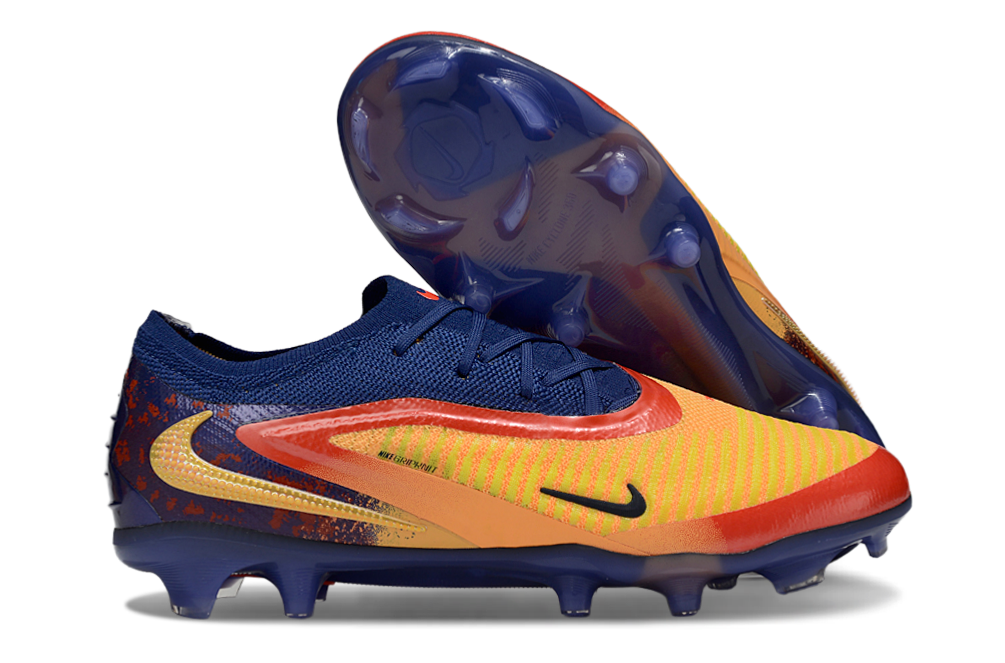 Chuteira Campo NIKE Phantom 6 Elite Low FG Halland Amarelo - Azul