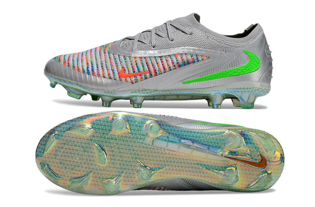 Chuteira Campo NIKE Phantom 6 Elite Low FG EA SPORTS Cinza - Verde